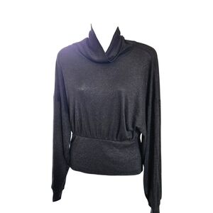 Free People Shimmering Black Cowl Neck Sweater